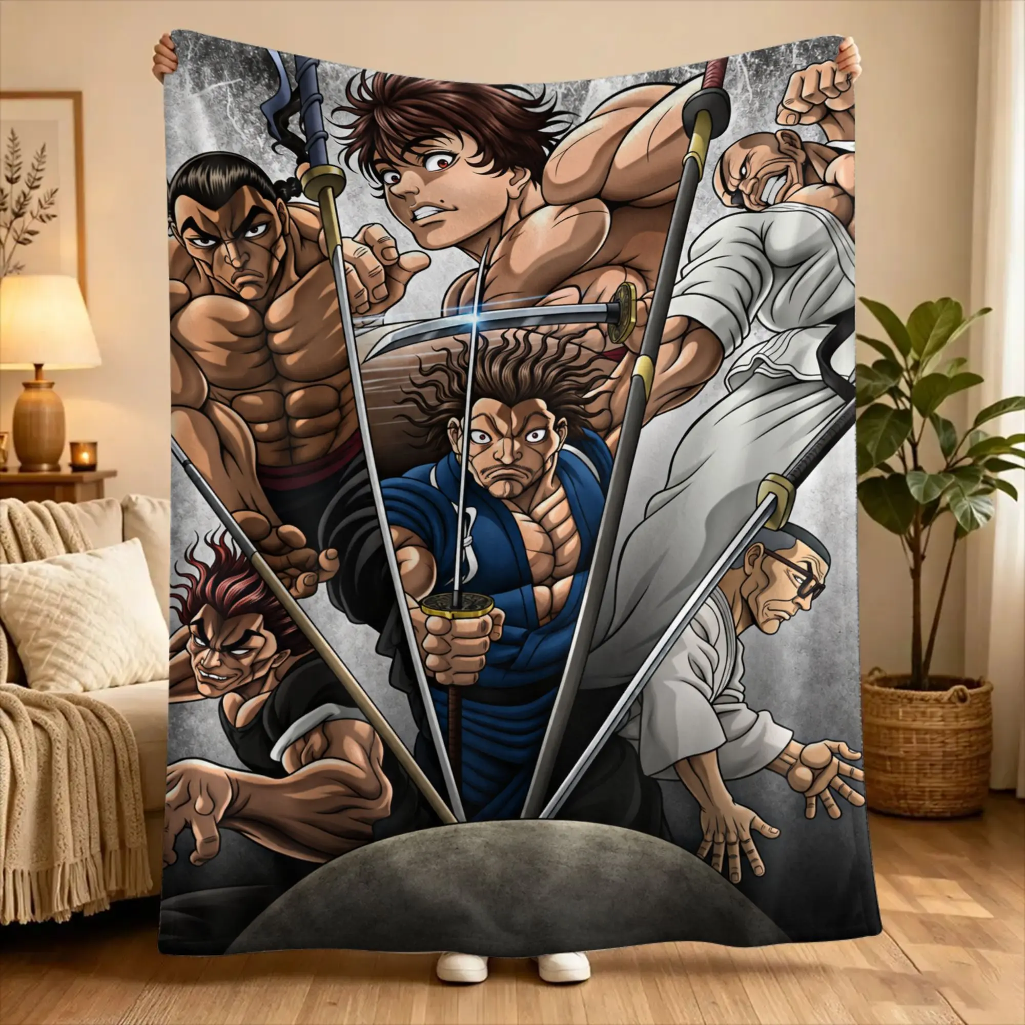Anime B-BakiBaki Yujiro Hanma Blanket Quality Throw Blanket Winter Travel Office Couch Chair Sofa Bed Street Trend Bedspread