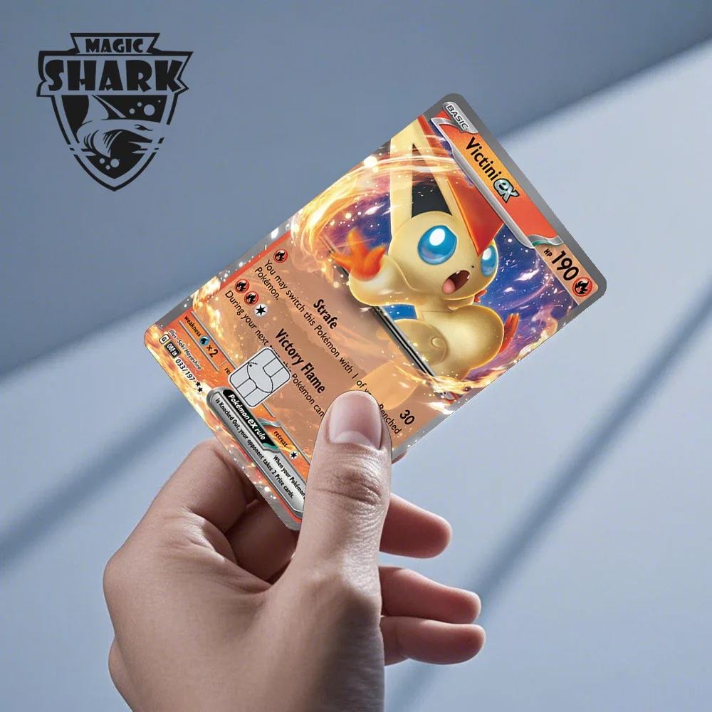 Magic Shark No Fade Charizard Koraidon Absol Blastoise Zapdos EX Pokemons Film Sticker Skin for Debit Bank Credit Card