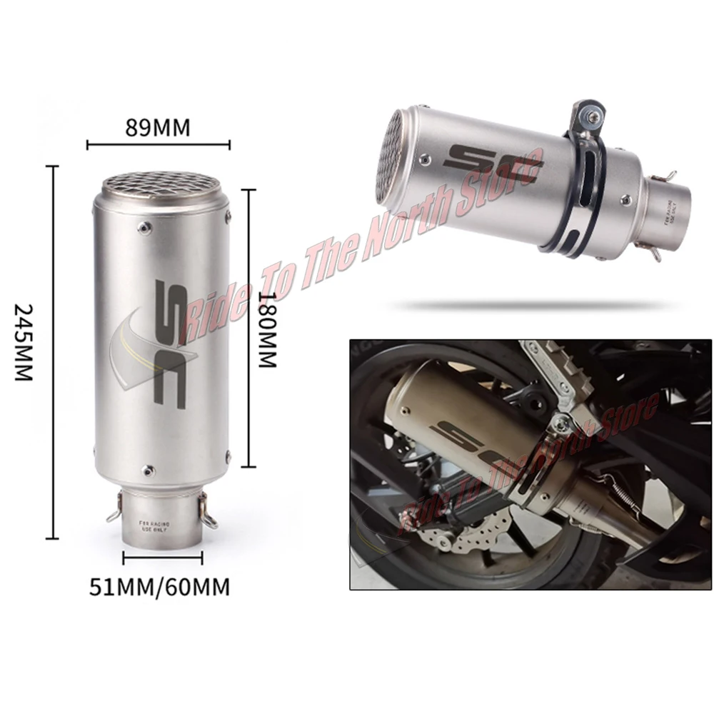 SC Exhaust Muffler Escape With DB Killer For Kawasaki Yamaha Honda Suzuki Bmw Ktm GP Project Racing Tail Pipe 51 60mm Universal