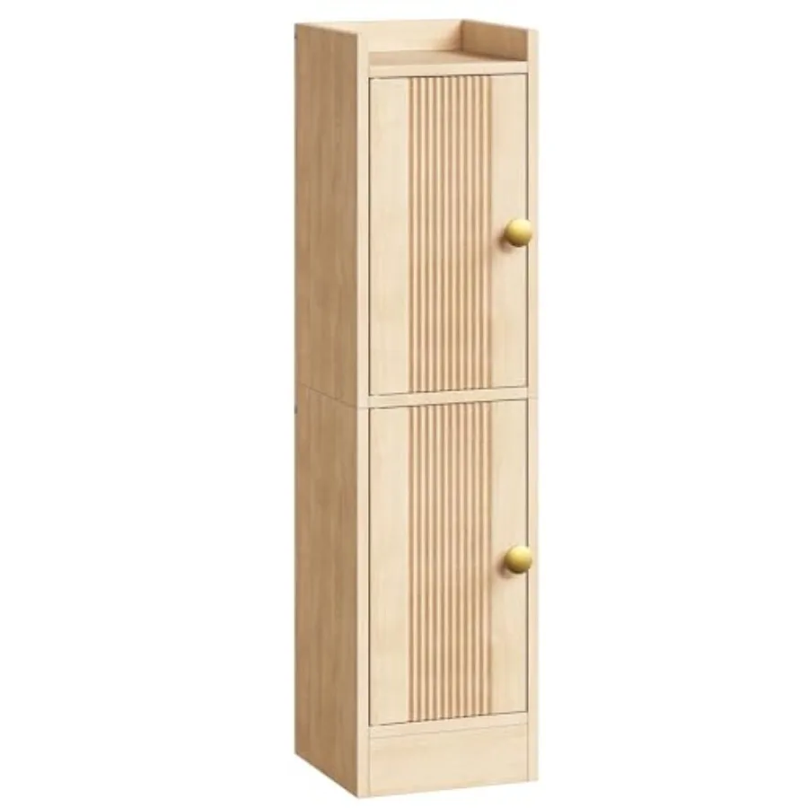 

HOOBRO Fluted Bathroom Storage Cabinet Small Floor Cabinet with 2 Wavy Doors and Adjustable Shelves Slim Bathroom Organizer wit