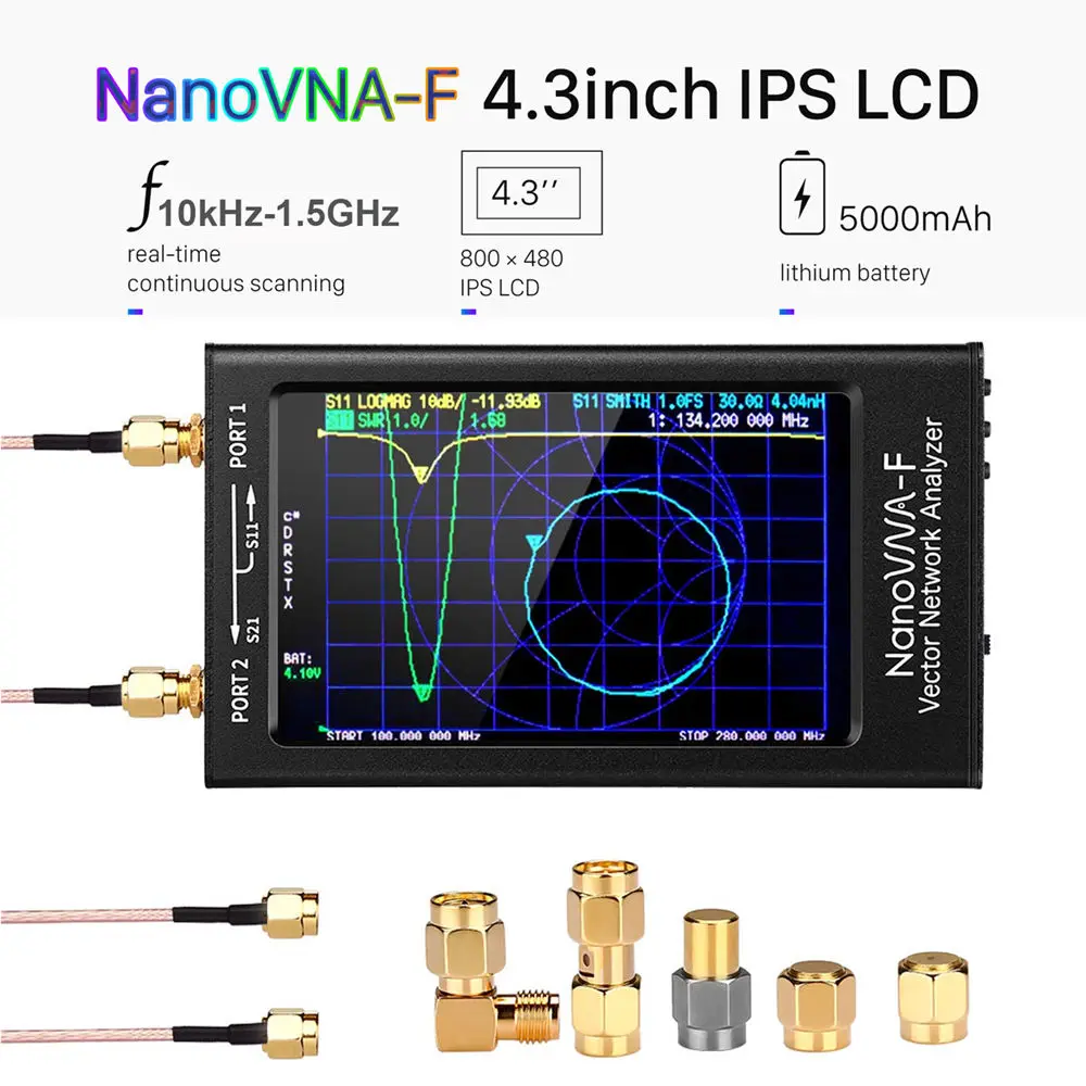 

2021 10khz-1.5Ghz NanoVNA NanoVNA-F VNA HF VHF UHF Vector Network Antenna Analyzer + 4.3 inch IPS LCD + Metal Case V3.1 Version