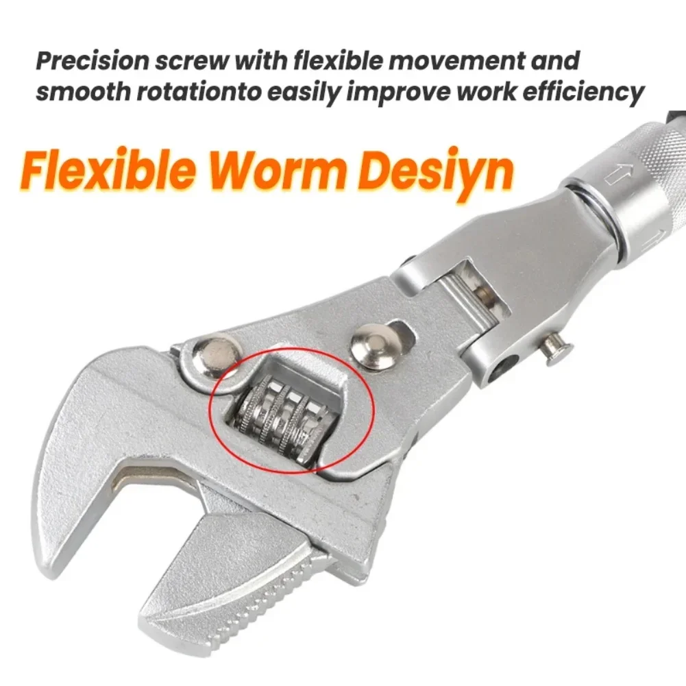 Chiave regolabile 5 in 1 a doppio scopo 180 °   Strumento di riparazione per chiave a puleggia per manutenzione domestica pieghevole con testa tremante