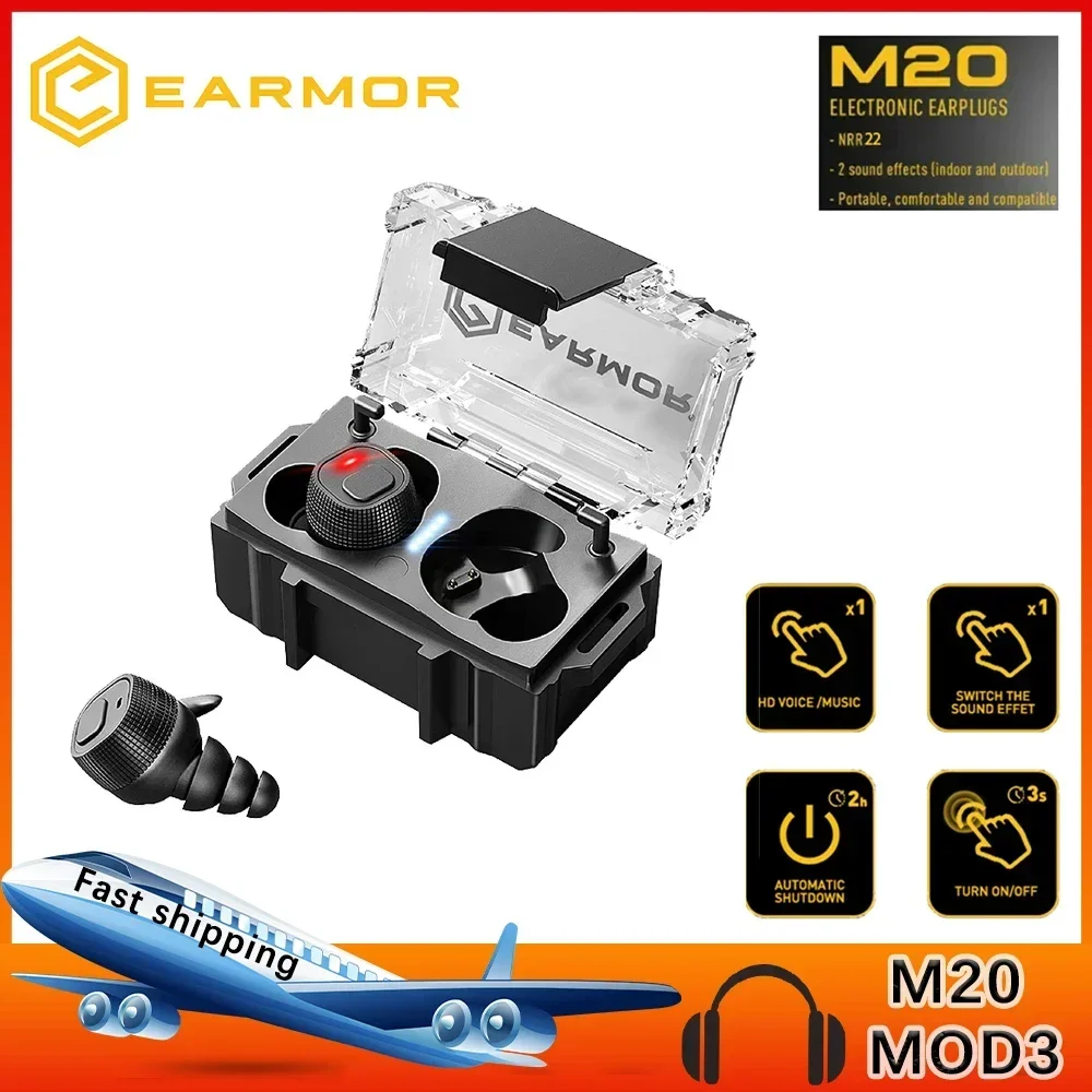 Imagem -01 - Earmor M20 Tampões Eletrônicos Headconjunto Anti Noise Ear Plug Noise Cancelamento Ear Muff para Tiro Proteção Auditiva Nrr22db earmor m20 tampoes eletronicos headconjunto anti noise ear plug noise cancelamento ear muff para tiro protecao auditiva nrr22db 01