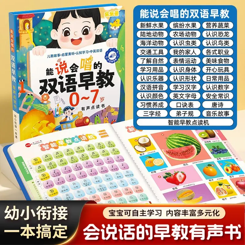 Finger Point Reading Trilingual Talking Audio Book, AI Big Scene Visual Design, Kids Early Cognitive Early Education Book for 0-