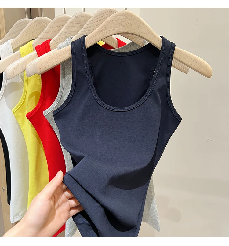 Zjaiss Damen Tanktop Einfarbiges Camisole 2026 Sommer Neu Minimalistisch Vielseitiges Ärmelloses Oberteil für Innen- und Außenbekleidung – Detail 25