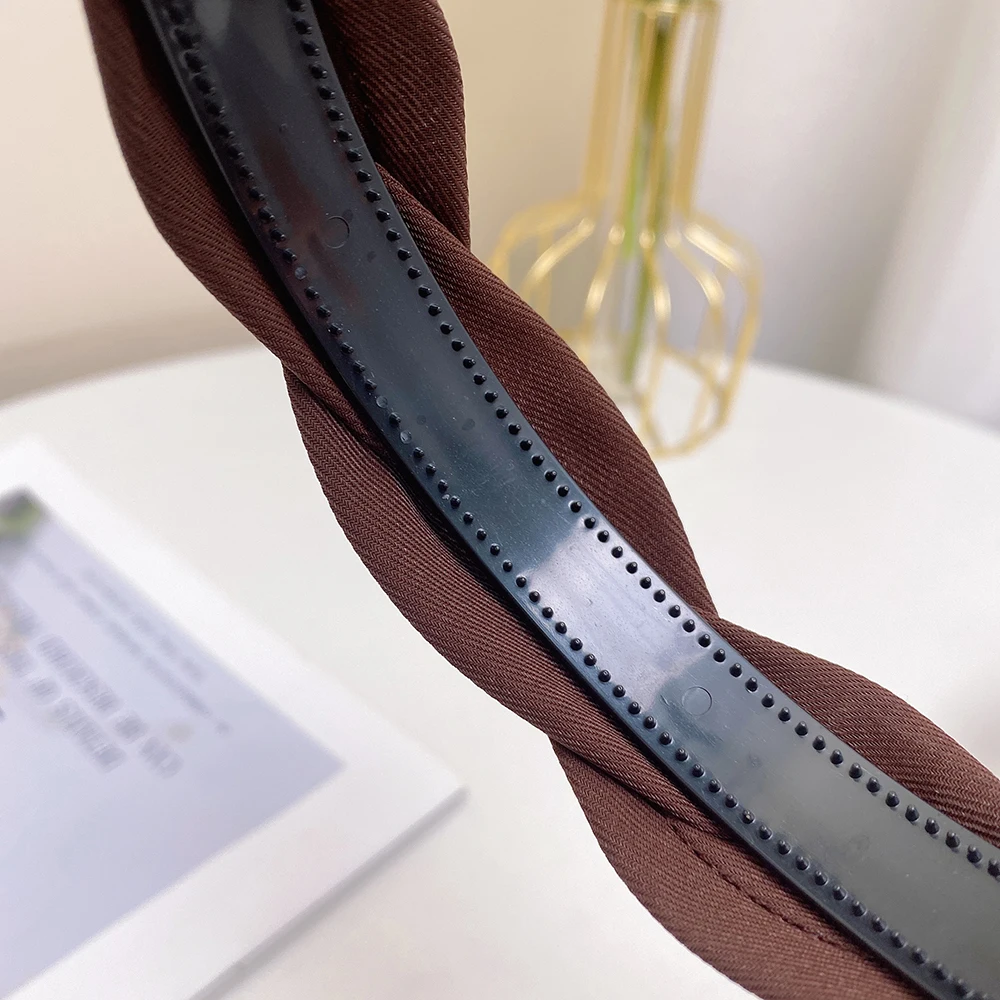 طوق برأس ملتوي أحادي اللون للنساء ، ربطة رأس بسيطة الطراز ، رباط شعر أنيق ، إكسسوارات نسائية #5