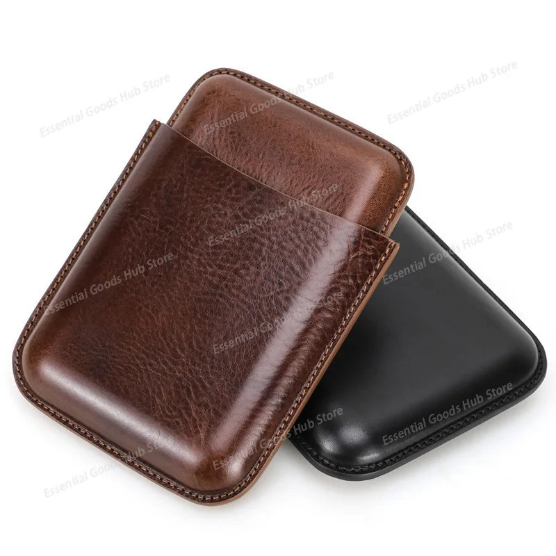 

Кожаный портативный хьюмидор в винтажном стиле, простой кожаный чехол для сигар на 4 штуки, для хранения сигар, подходит для подарка - 1 шт.