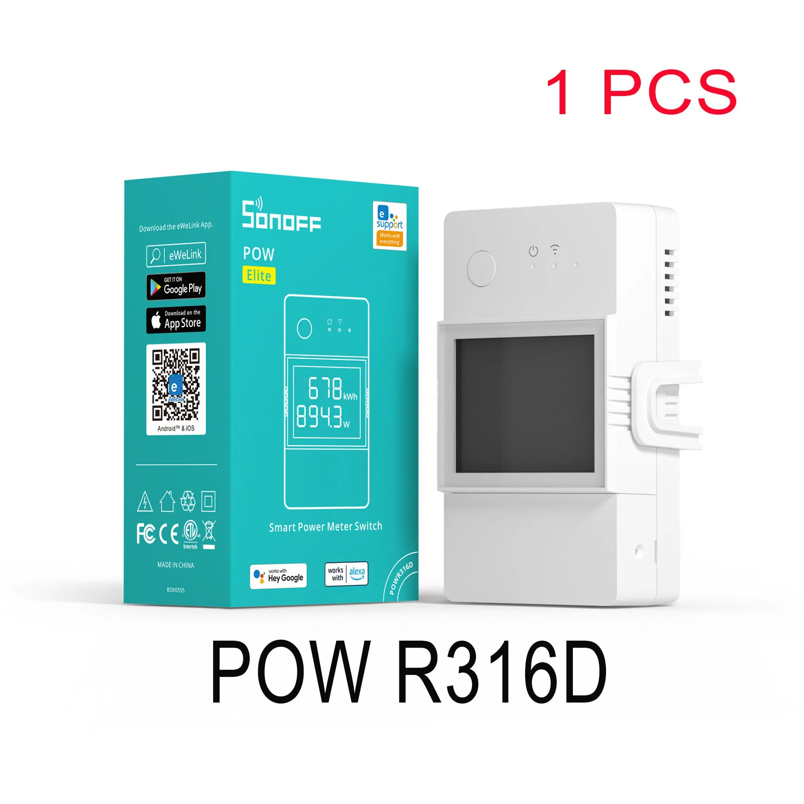 SONOFF Pow Elite Power Meter Wifi 16A 20A LCD Energie Monitor Schakelaar Overbelasting Protector Relais Apparaat EWeLink Alexa Google thuis