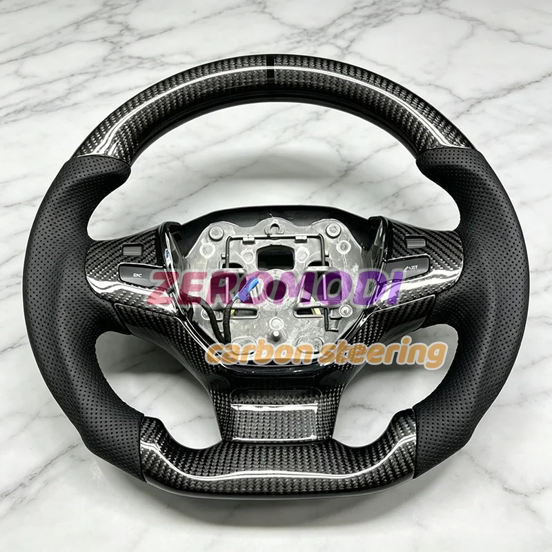 Custom Real Carbon Fiber Steering Wheel For Peugeot 308 2014-2021, Perforated Leather D Shape Racing Steering Wheel Upgrade Acce
