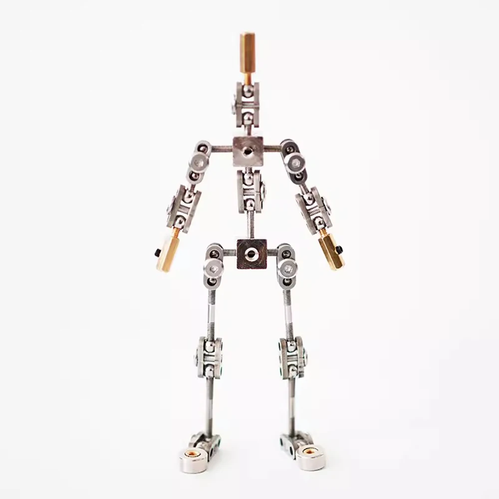 

Finished Full Metal Stop Motion Armature Kit Puppet Stainless Steel Skeleton DIY Animated Figure Flexible Model Height 18CM