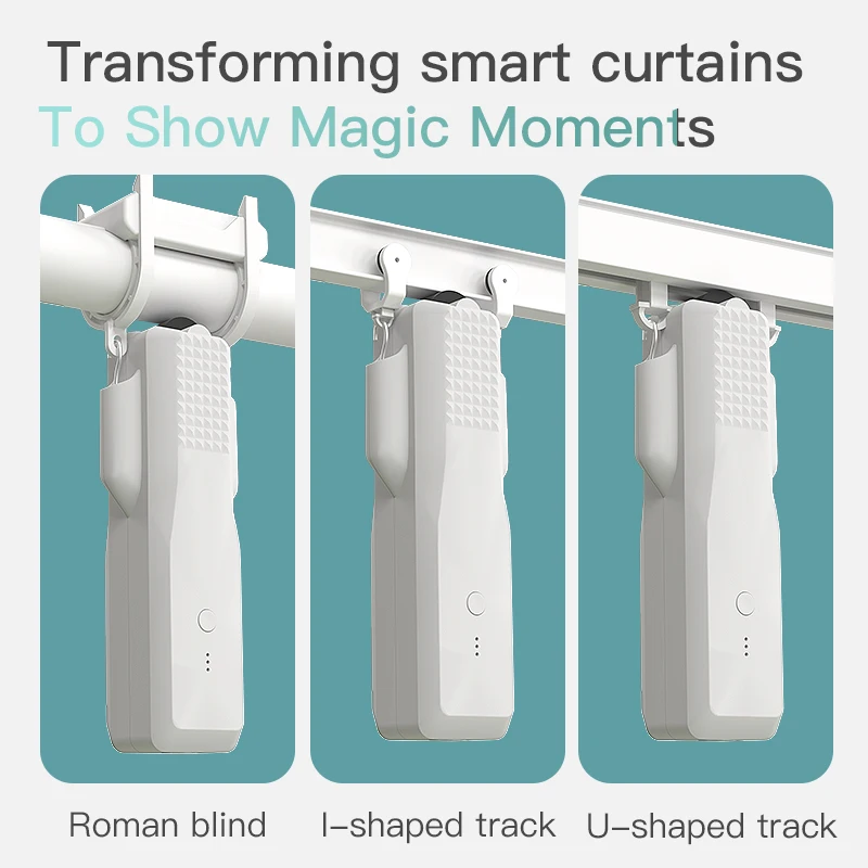 Zemismart Zigbee Curtain Robot Rechargeable Electric Motor for Roman Rod I Type U Type Track Tuya App Alexa Google Home Control