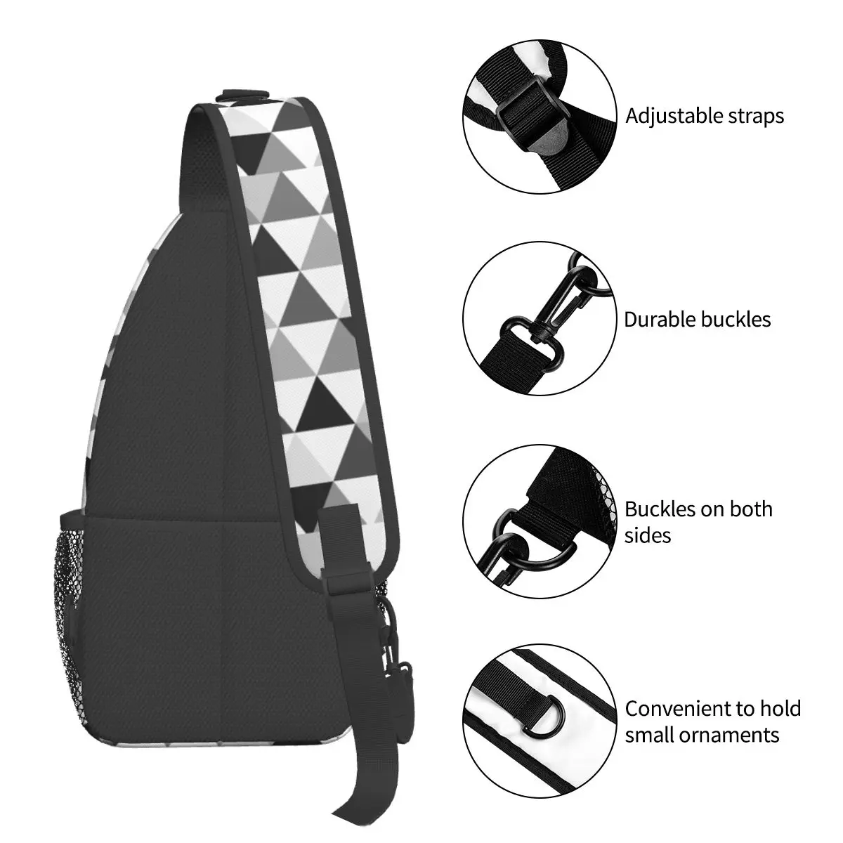 Triangles Sling Bag Chest Crossbody Shoulder Sling Backpack Outdoor Sports Daypacks Geometric Simple Pattern Satchel