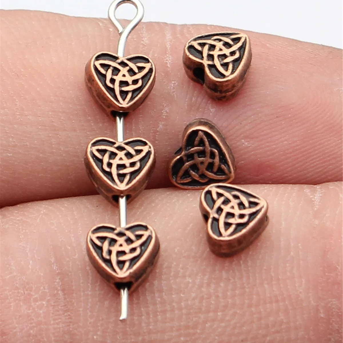 WYSIWYG 40pcs 5.5x6.5mmAntique Copper Color Antique Bronze Color Antique Silver Color Celtic Knot Heart Beads For Jewelry Making