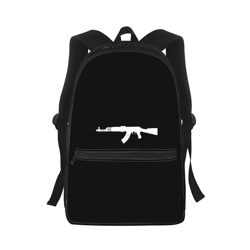 AK47 Pistola BUllets hombres mujeres mochila impresión 3D moda estudiante bolso escolar mochila para ordenador portátil niños bolso de hombro de viaje