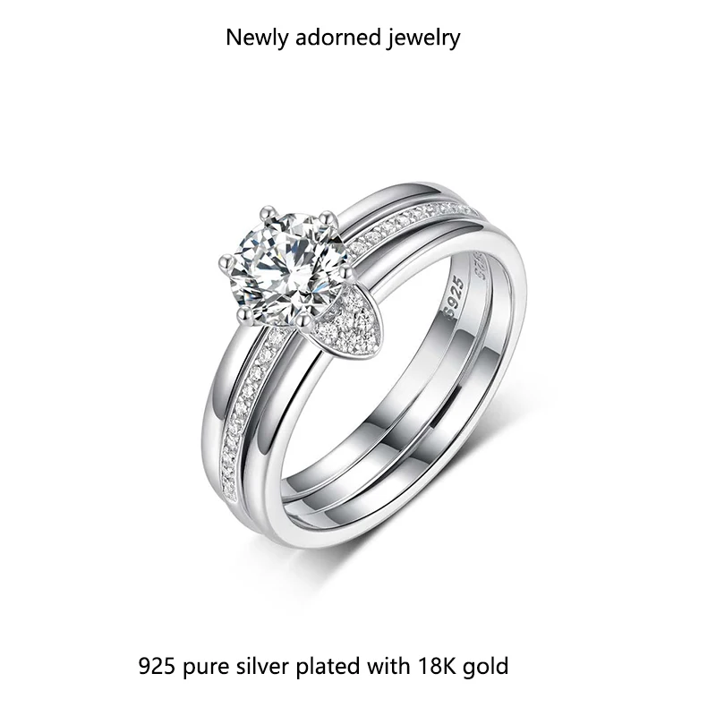 

Amazon is selling a popular set of silver rings made of S925 silver, featuring moissanite stones. These double-layered wedding b