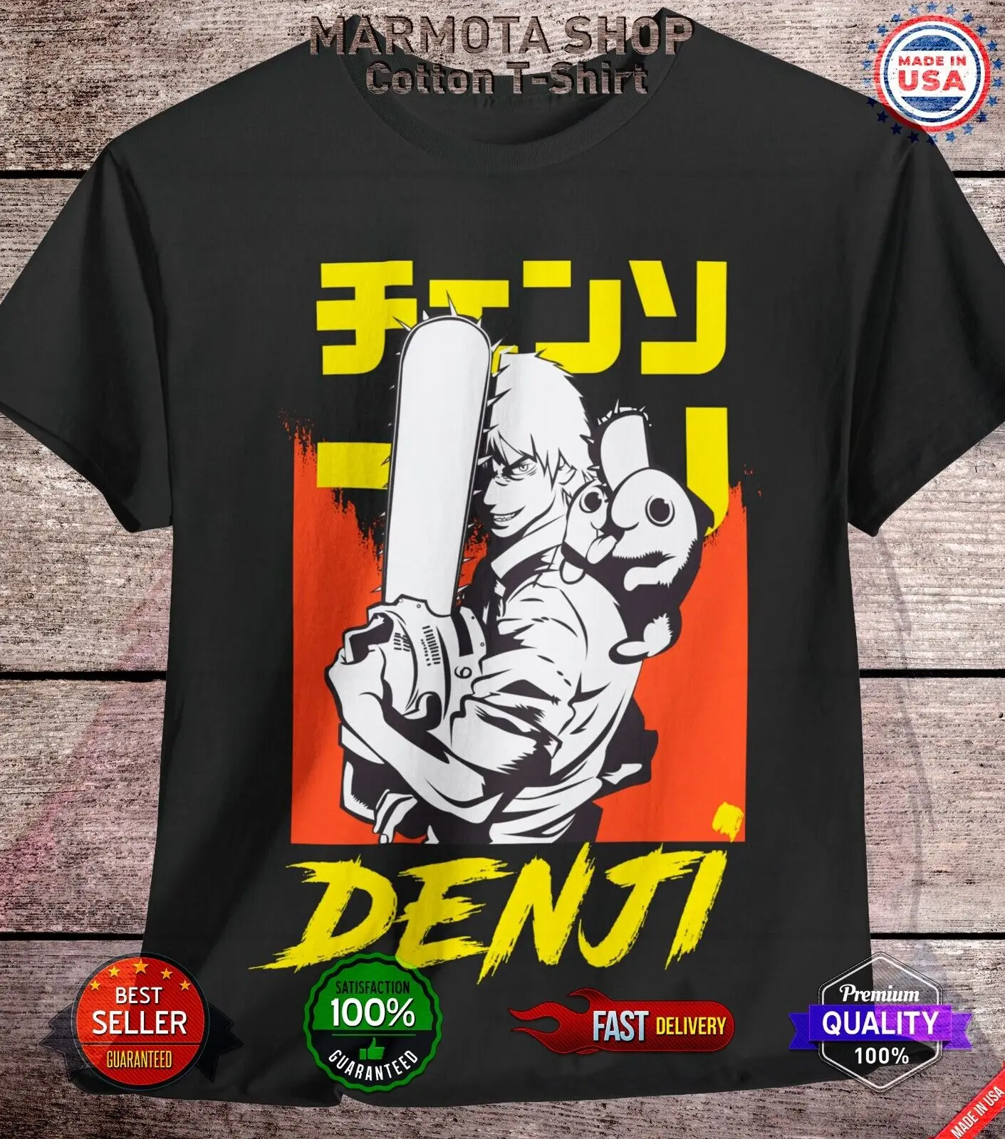 

Denji Chainsaw Man Shirt Anime Tee T-Shirt Manga Otaku Makima Unisex All Size