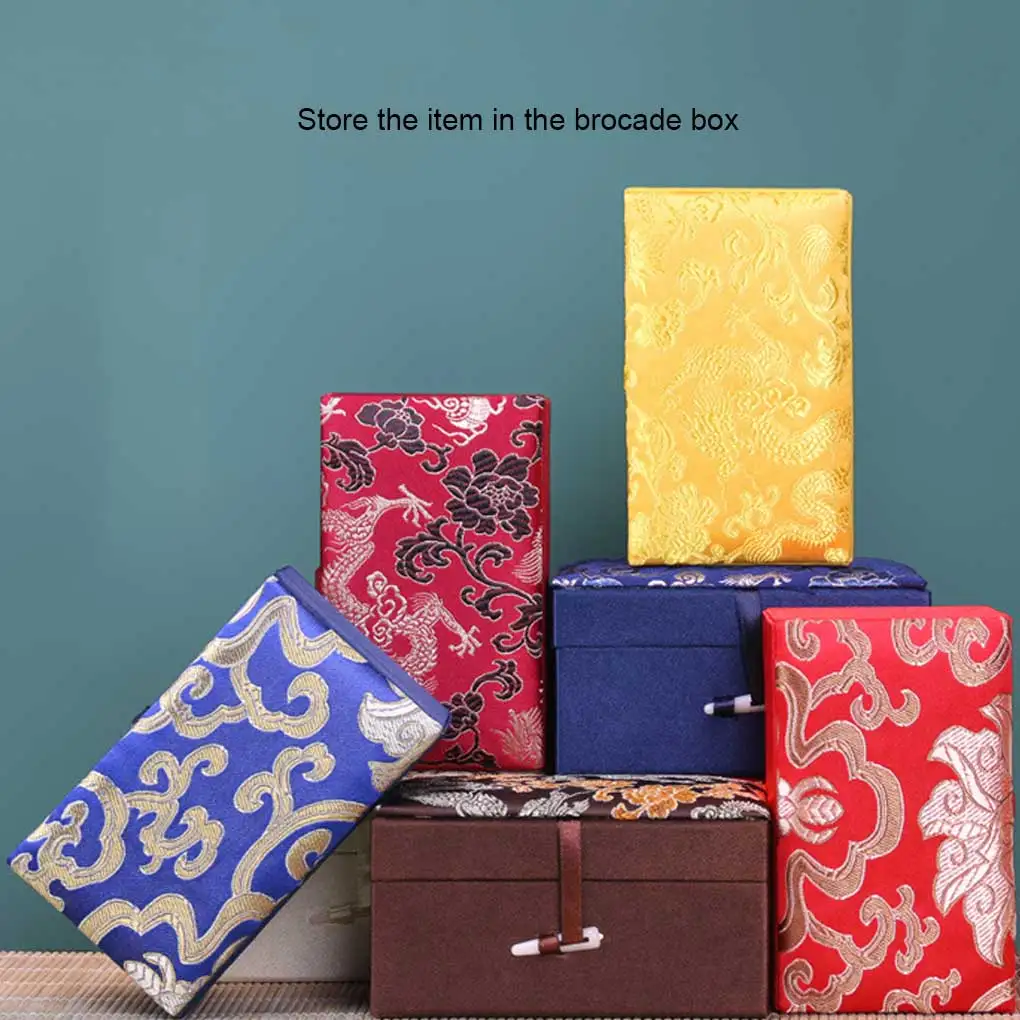 Brocade Jewelry Box Portable Colorful Chinese Style Rectangular Bracelet Pearl Crystal Case Container Accessories