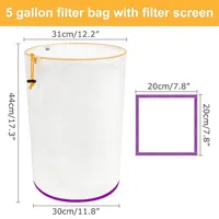 5 Gallon Filter Bag with Filter Screen Reusable Filter Bag with Opening on Top for Hydroponics Gardening 45-220 Micron 6