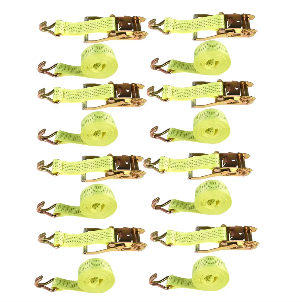 

8-Pack 2 in x 15ft Ratchet 5000 LBS Ratchet with J Hook Heavy Duty