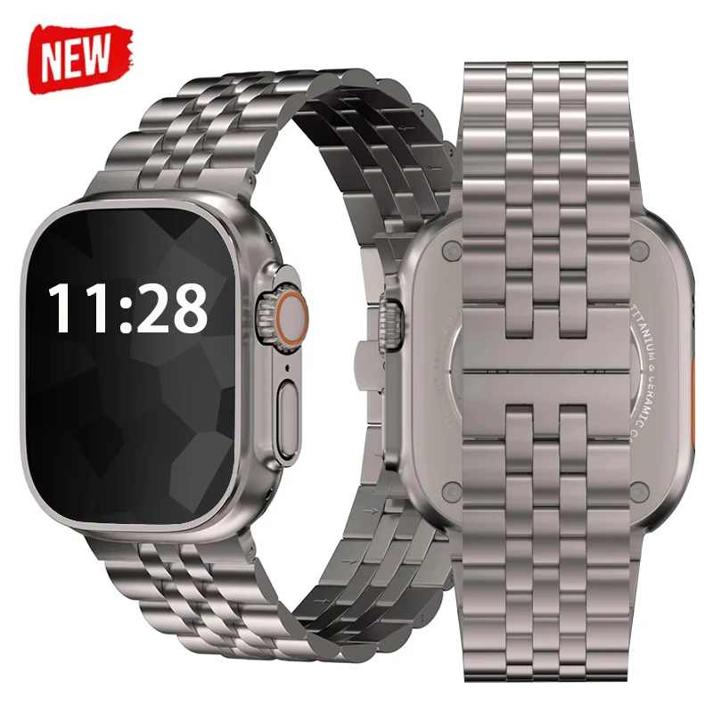 

Роскошный титановый ремешок для Apple Watch Ultra 3 2025 2 49 мм, металлический браслет для Iwatch Series Ultra 49 мм, мужской деловой браслет
