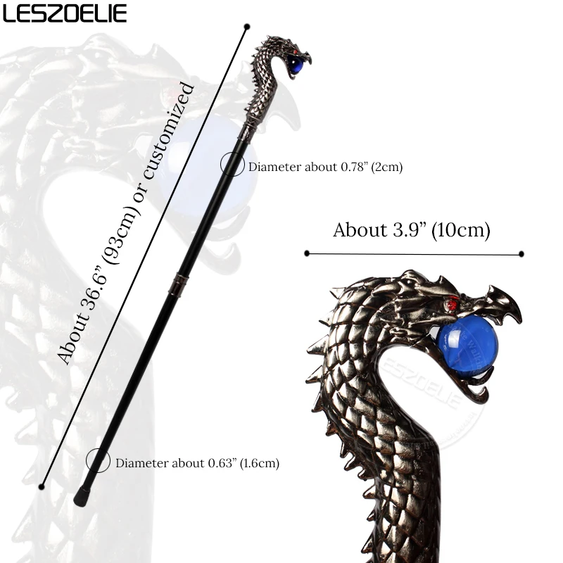 Luxury Dragon-Head Royal Blue Ball Detachable Walking Cane Men Party Fashion Walking Stick Women Decorative Walking Stick