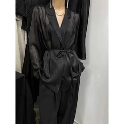 MEXZT-camisas transparentes elegantes para mujer, blusas de manga larga de vendaje negro, Blazer de oficina para mujer, Tops de protección solar de moda coreana, nuevo