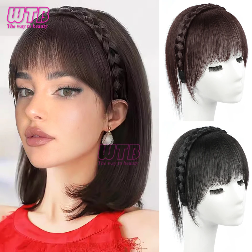 WTB Synthetic Wig Female Braided Hair Hairband French Bangs One-piece Increase the amount of hair on the top of the head