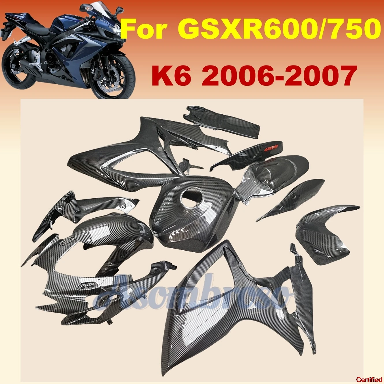 Motorcycle Carbon Fibre fairings kit Fit for GSXR600 750 2006 2007 GSXR750 K6 06 07 GSXR 600 Rebuild Housing