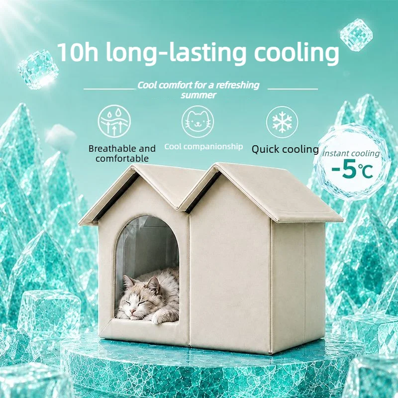Summer Cool Feeling Enclosed Air Conditioned Pet House Cooling Cat Nest Dog Igloo Indoor Pet Shelter