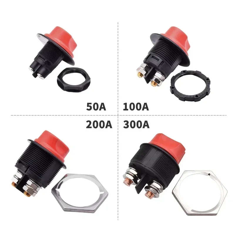 50A 100A 200A 300A Car Battery Disconnect Cut Off Kill Switch Rotary 12V 24V DC Power Isolator Auto Motorcycle Boat Accessories