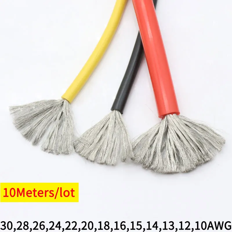 

10M Heat-resistant Cable 30 28 26 24 22 20 18 16 15 14 13 12 10 AWG Ultra Soft Silicone Wire High Temperature Flexible Copper