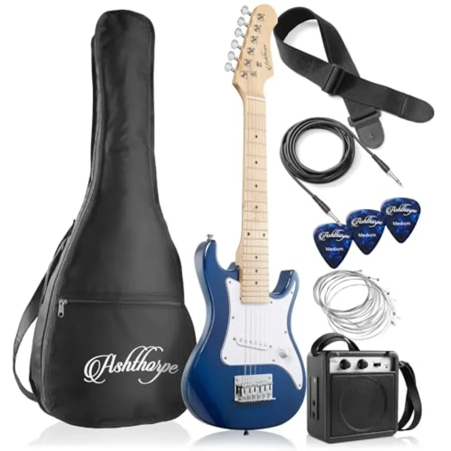 30-inch Beginner Electric Guitar Kit with Amplifier Blue:Lightweight Body, All-in-One Starter Package w/Gig Bag, Strings, Strap