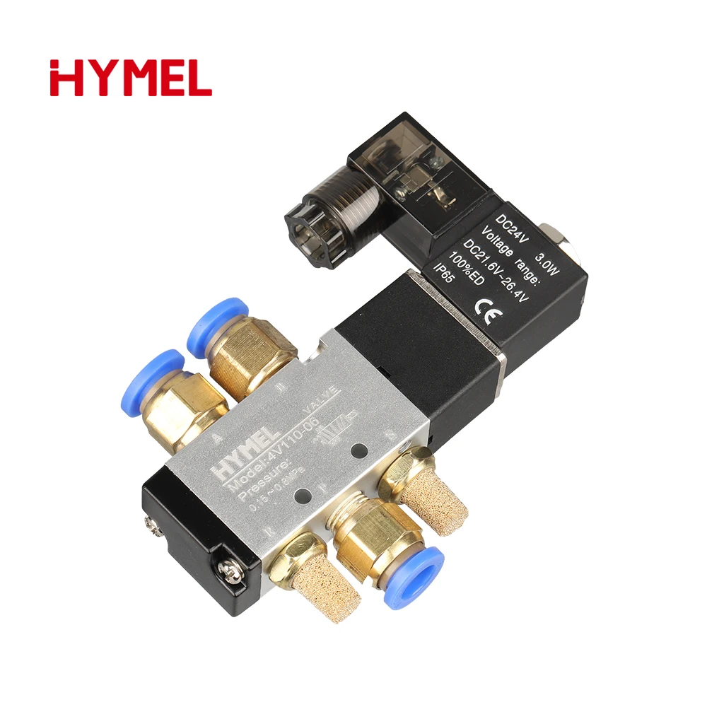 1/8 Inch Pneumatic Solenoid Valve 5 Way Port 2 Position Gas Air Electric Magnetic Valves DC12V 24V 110 V220V Coil Volt 4V110-06