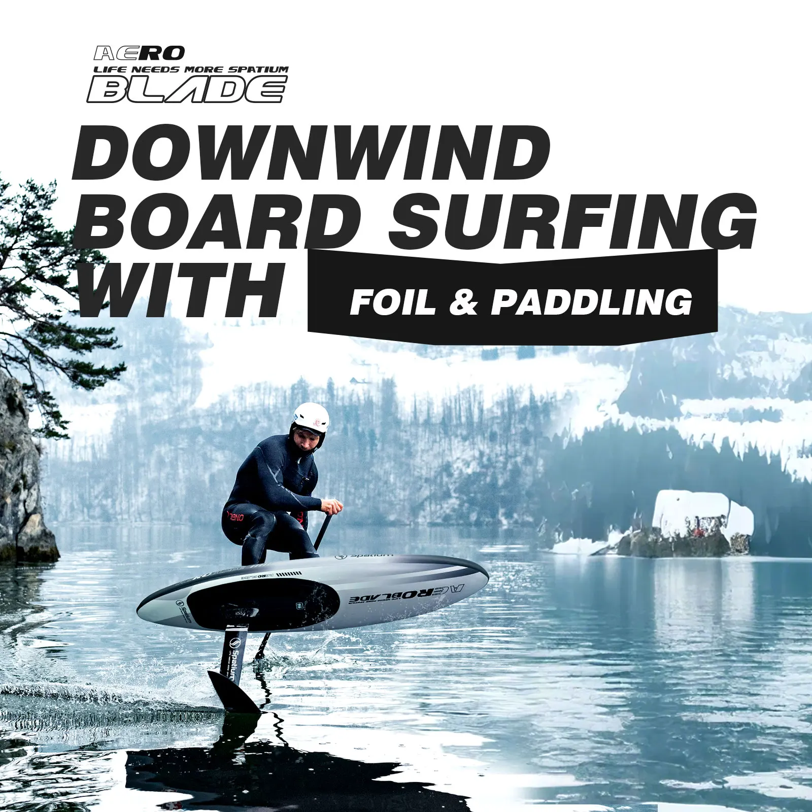 Spatium Inflatable Downwind Board Unpowered Versatile Inflatable SUP 112L/124L/135L/150L Water Sports Board with Paddle and Foil