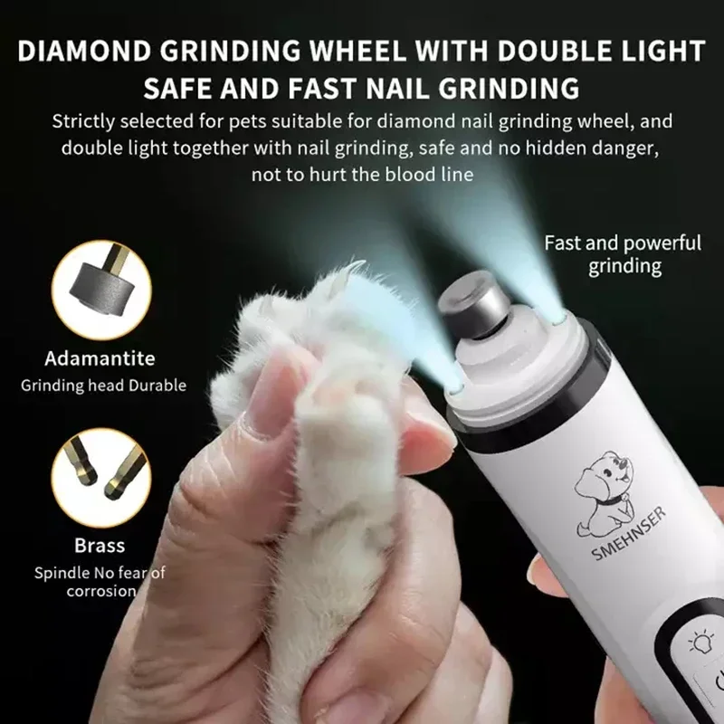 Broyeur à ongles électrique pour animaux de compagnie, lumière LED, coupe-ongles pour chats et chiens, coupe-ongles aste par USB, coupe-ongles pour