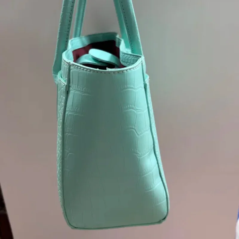 Handtasche mit Krokodilleder-Prägung und Obergriff, Luxuriöse Grüne Tragetasche, Vielseitige Schicke Alltags-Schultertasche für Frauen – Detail 8