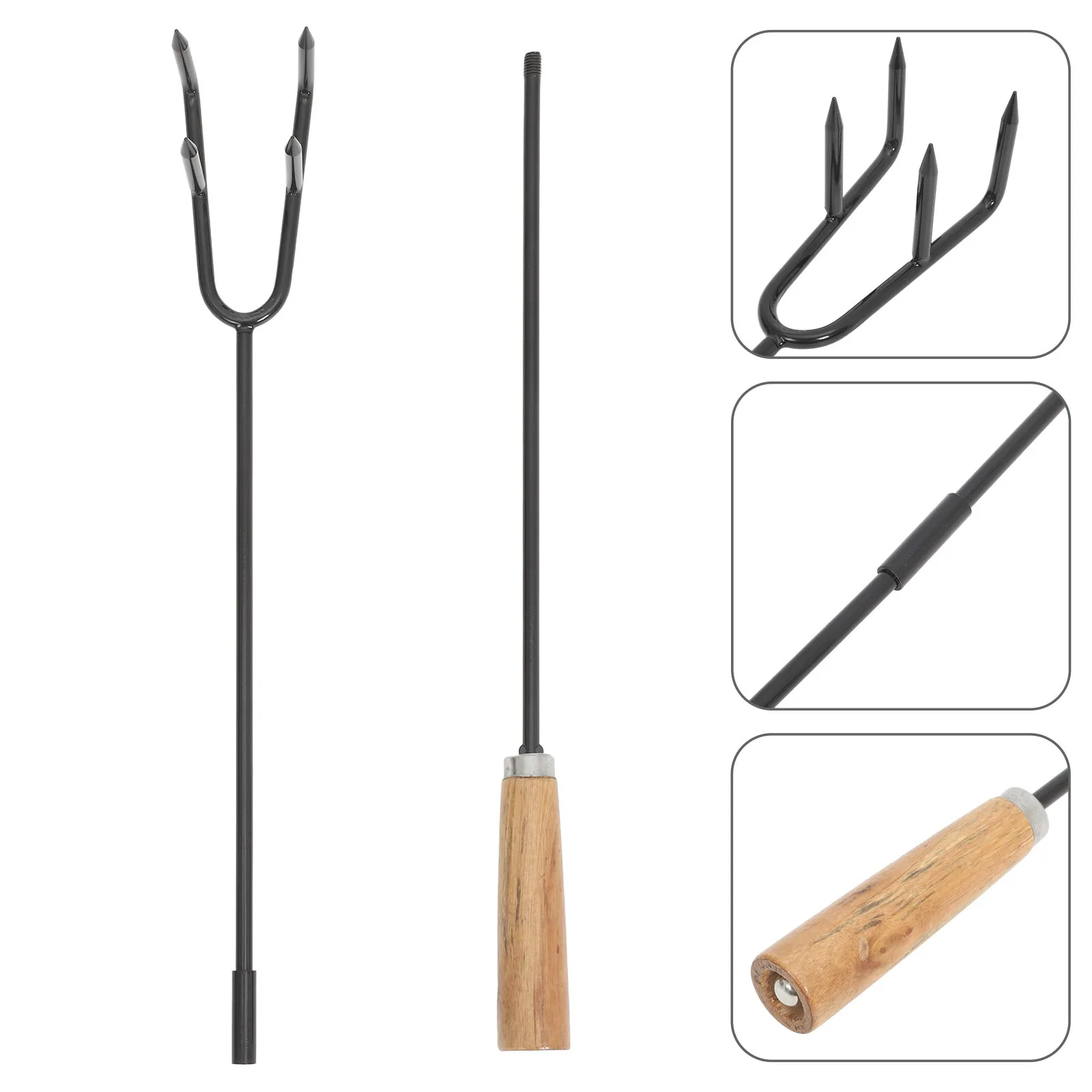 

Two-Section Spliced Fire Poker Long Handle Ash Removal Tool for Outdoor Fireplace Wood Stove Camping Bonfire Heavy Duty Portable