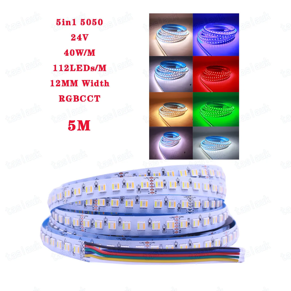 10mm 12mm 12V 24V 48V 5050 RGBCCT  LED Strip RGBCCT 5 Color in 1 LED Chip,60/96/112 LED/M IP20 IP65 IP67 Waterproof LED Tape