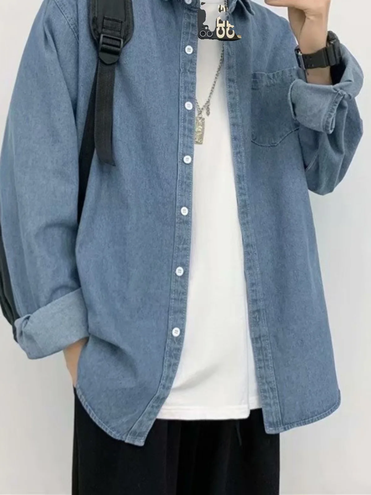 

Мужская джинсовая рубашка с длинным рукавом в американском рабочем стиле, модная весенне-осенняя куртка в японском ретро-стиле, премиум-класса