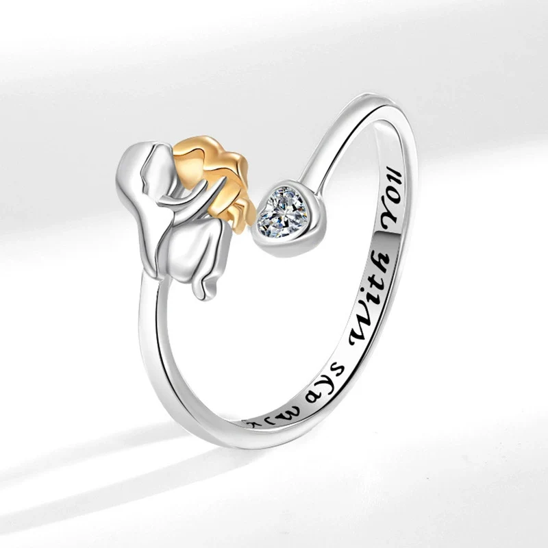 New Fashion Hot Selling Mother Daughter Embrace Ring Warm Mother's Day Engraved Letter Love Heart Rings KOFSAC