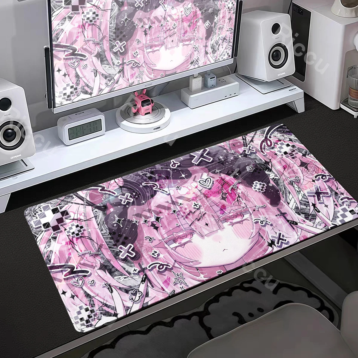 

Sweet Anime Girls Mouse Pad Laptop Gaming Extended Desk Mat Kawaii Gamer PC Cabinet Mousepad XXL Keyboard Rug Large Pink Carpet