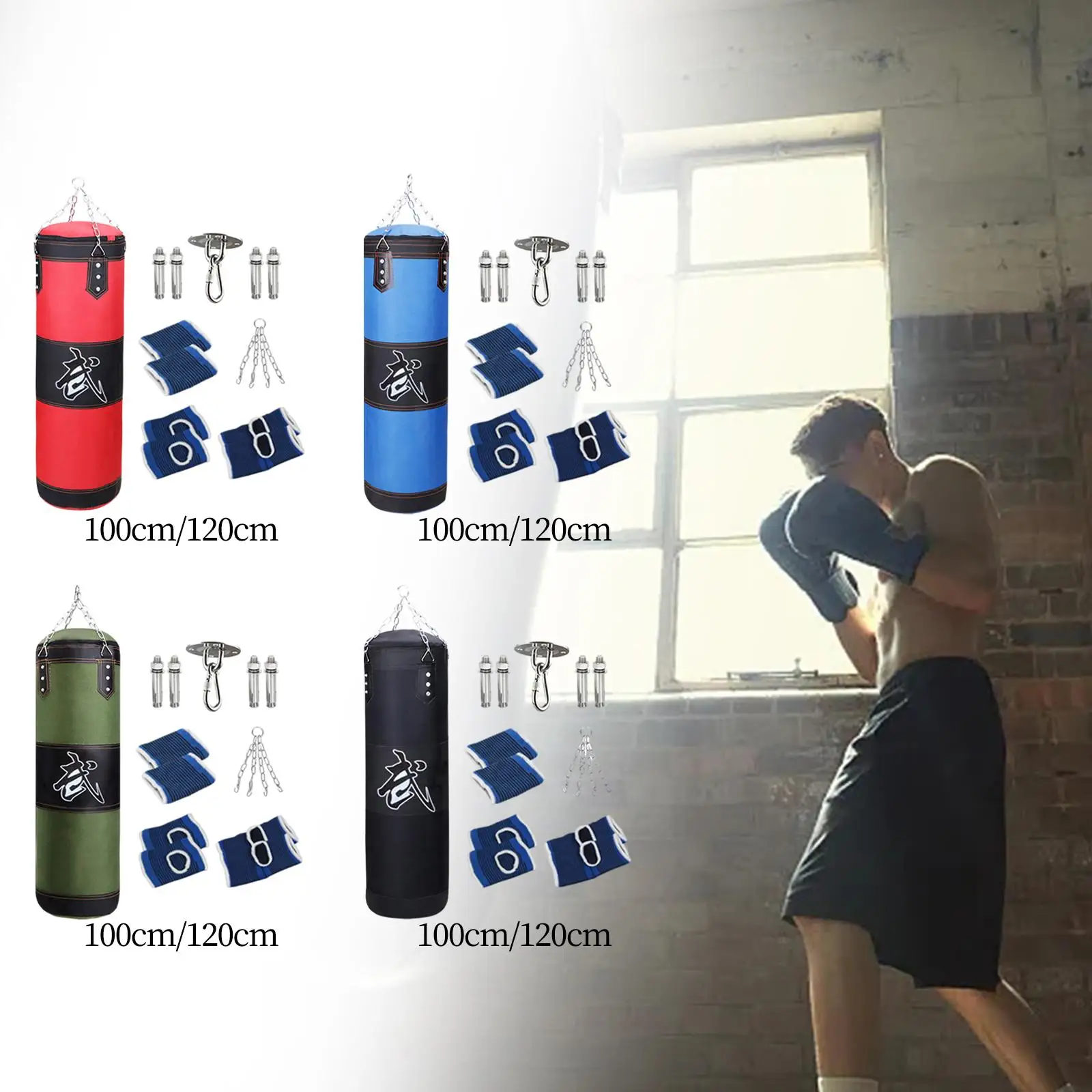 Gym Kick Boxing Unfilled Bag Workout Fitness,Boxing Bag Boxing Sandbag with Hanging Hook Fitness Unfilled Bag Punching Bag