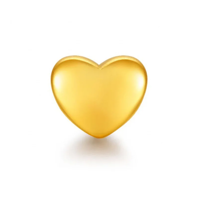 

New 24K Yellow Gold Beads Smooth 999 Gold Heart Beads 1pcs