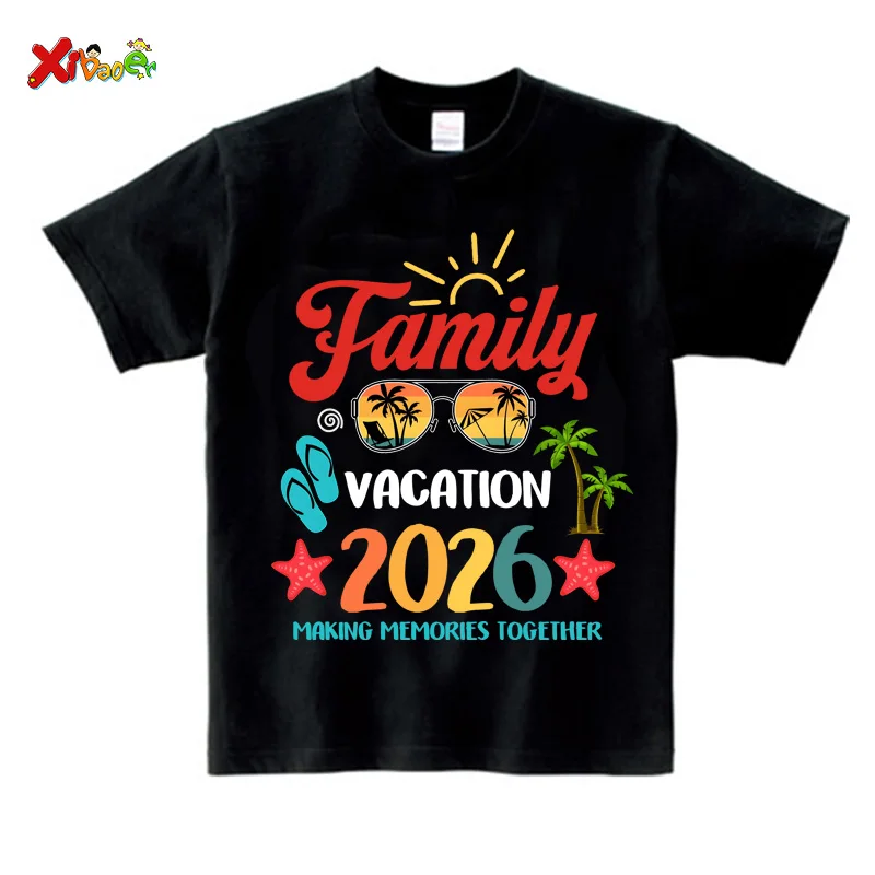 Custom Family Vacation 2026 Shirt Retro Trip Tees TShirt Family Matching Outfits Kids Personalized Name Party Tshirt Family Look