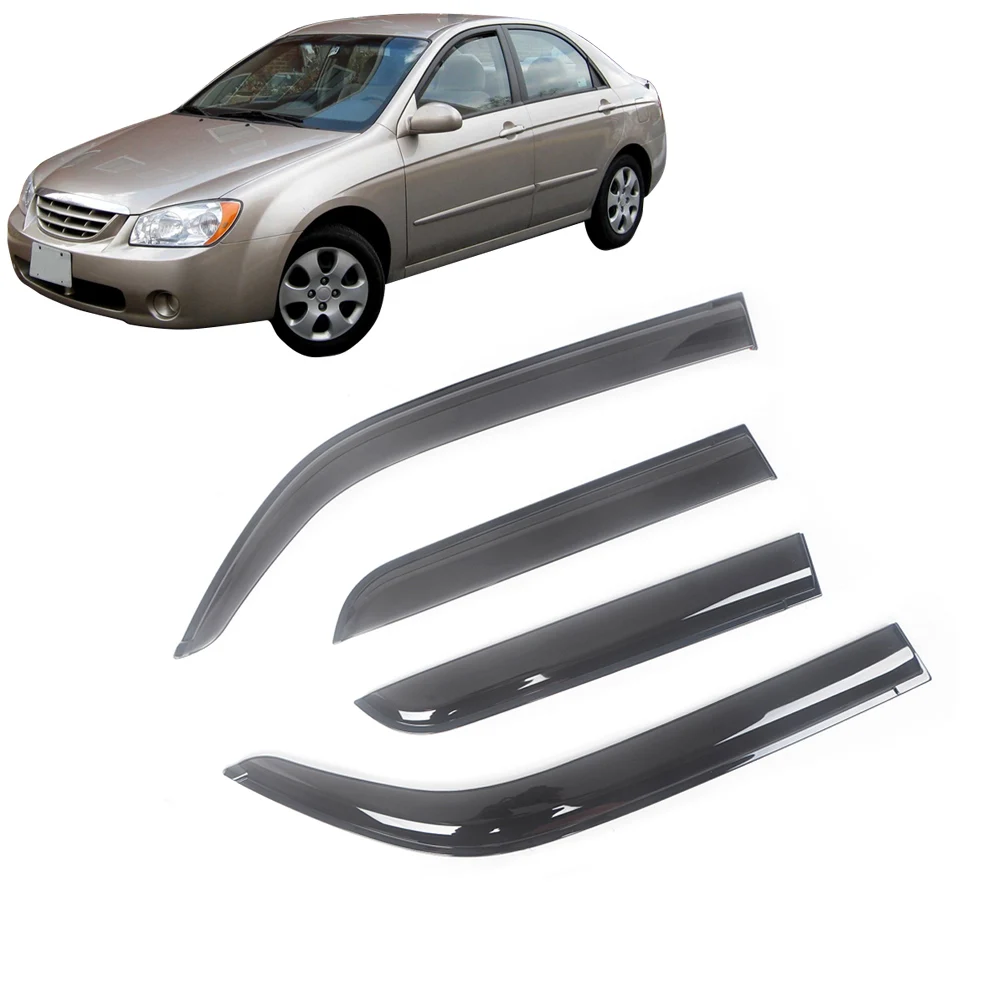 

Для Kia Spectra 5 2003-2009 Автоматические дефлекторы боковых окон, черные козырьки от дождя, дверной козырек, вентиляционные шторы, темный дым, вентиляционный козырек