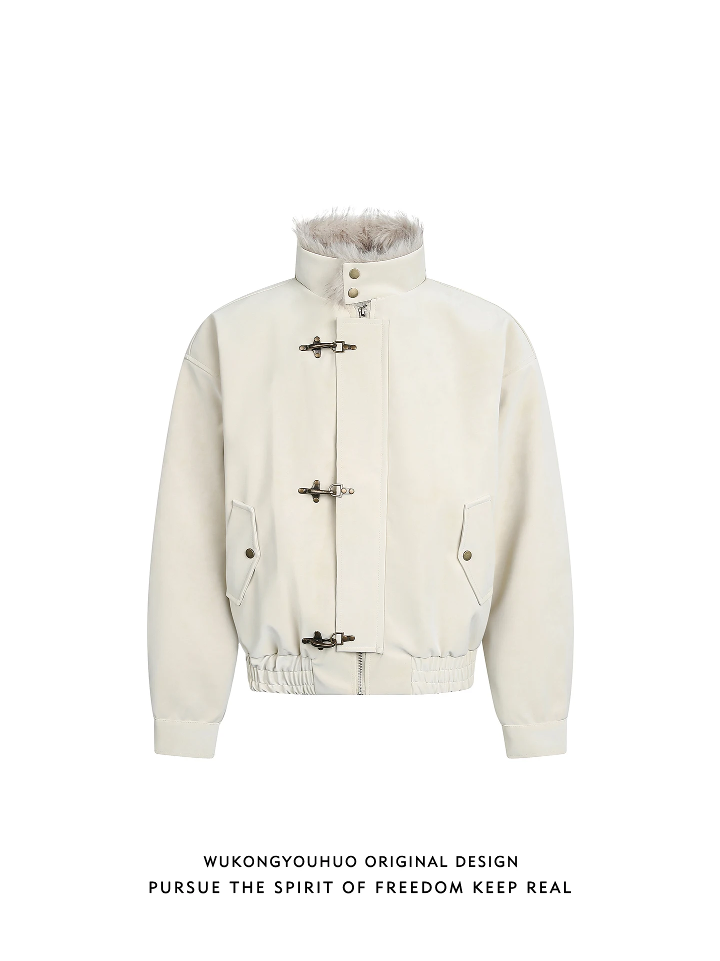 

Warmth And Sle Men's Cotton Jaet Winter PU Leather Windproof Warm Outerwear Stand Collar Zipper Closure Color