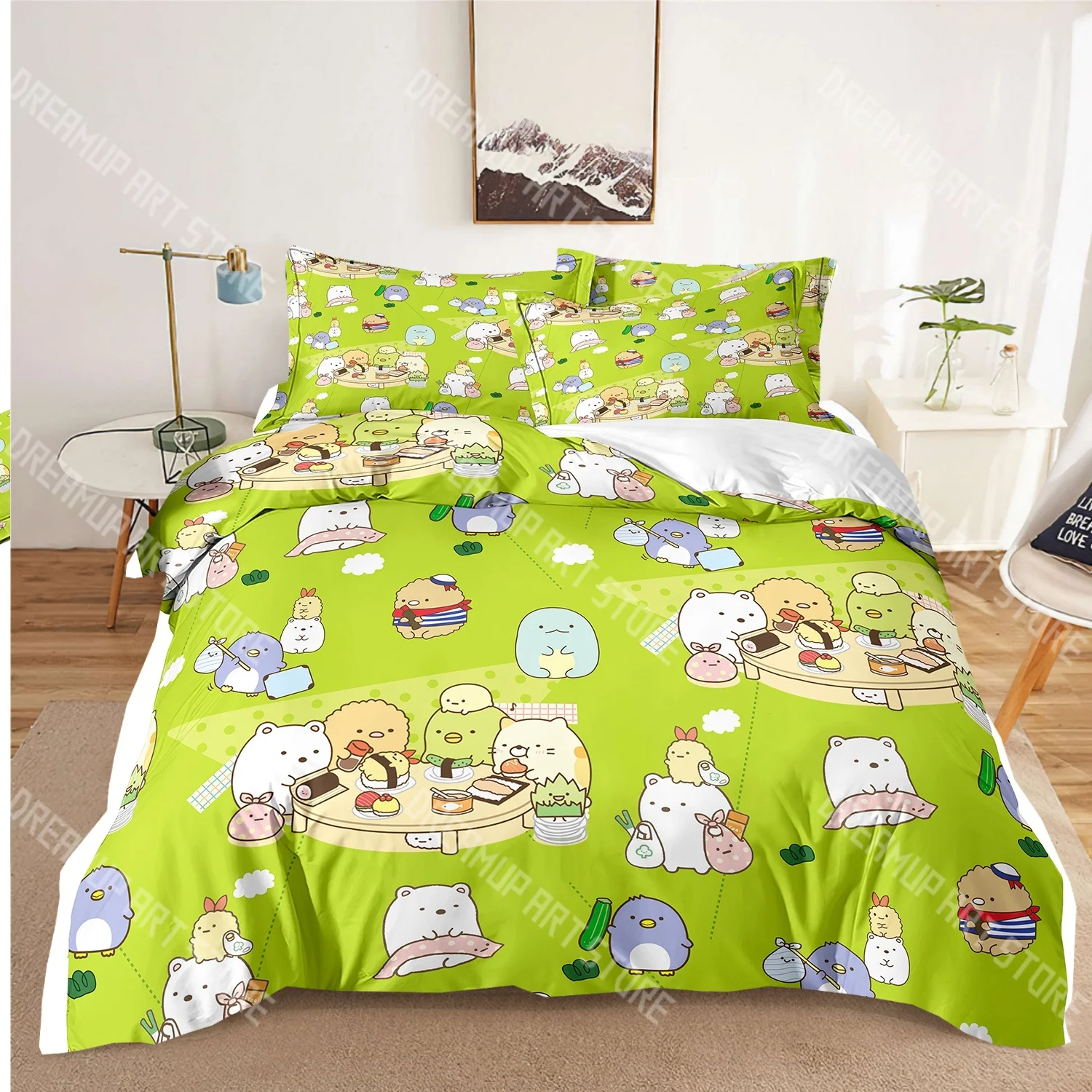 3D Print Sumikko Gurashi Cute Cartoon Bedding Set for Boys Girls Duvet Cover Pillowcase Twin Queen King Full Single Double Sizes
