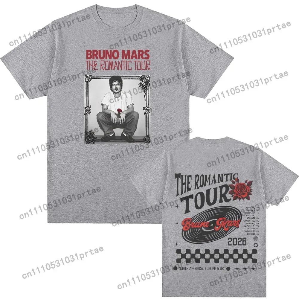 Bruno Mars The Romantic Tour T-shirt  album Tour Clothes Original Design 100%Cotton Graphic Printing High Quality Tshirt Black