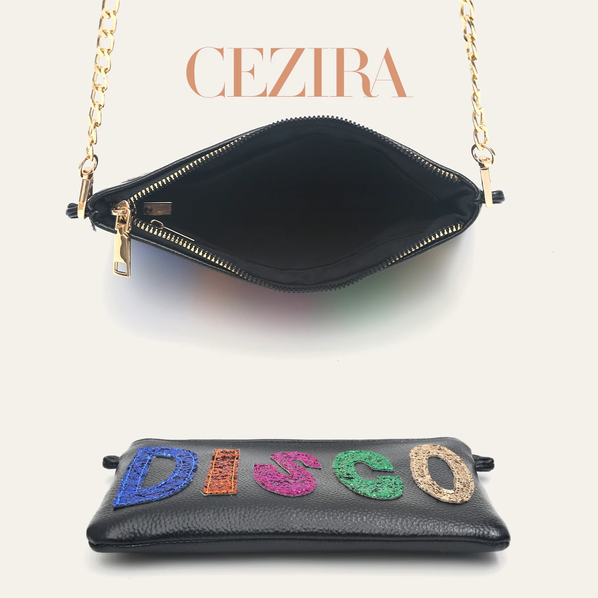 CR Fashion Colorful Shiny Sequins Letters Crossbody Purse For Women Soft PU Vegan Leather Square Clutch Handbag For Party Dating view 5