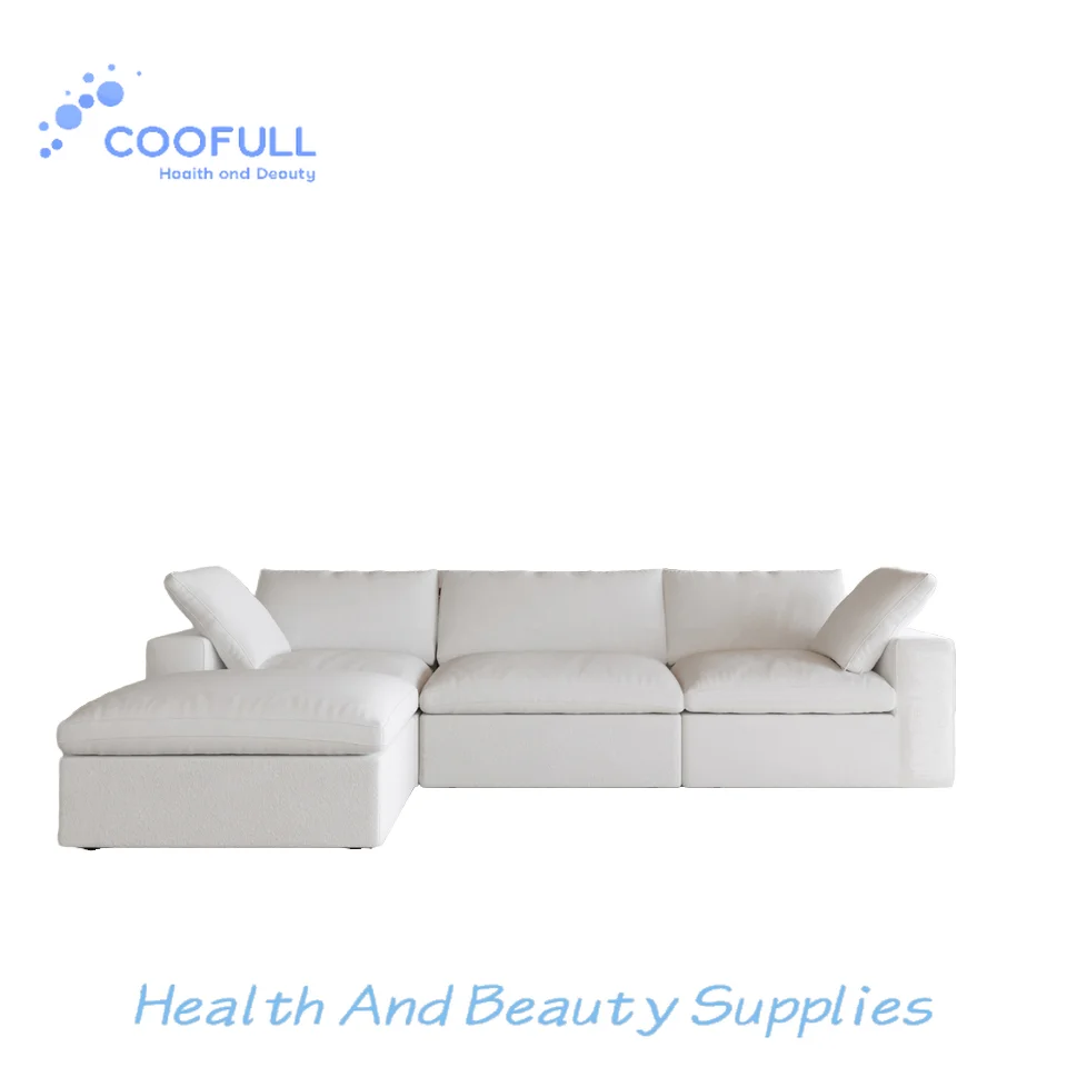 Coofull Sofaloud-Shaped Sectional Sofa French Cream Style Vacuum Compressed Linen Fabric Chinese Straight-Line Villa